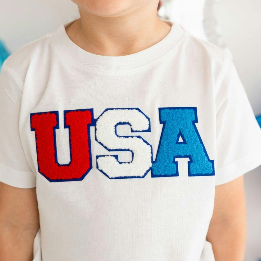 USA Multi Patch Short Sleeve T-Shirt - White