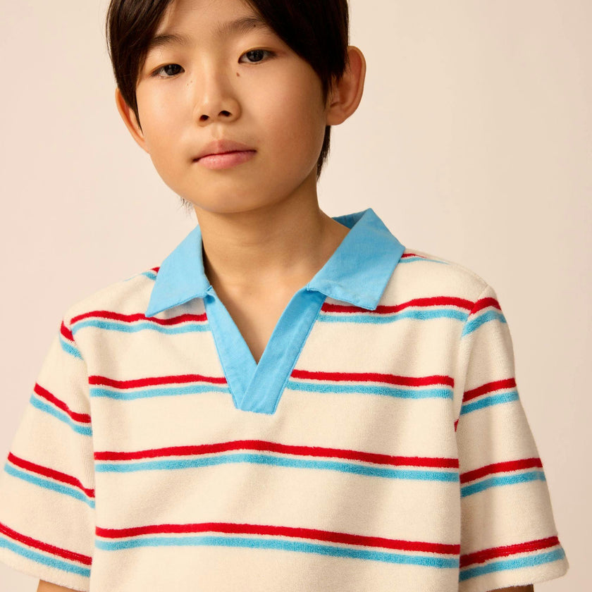 Organic Recess Polo in Terry Stripe