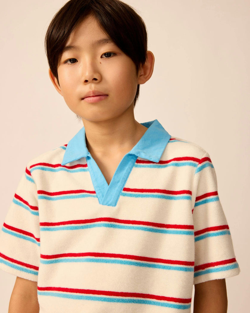 Organic Recess Polo in Terry Stripe