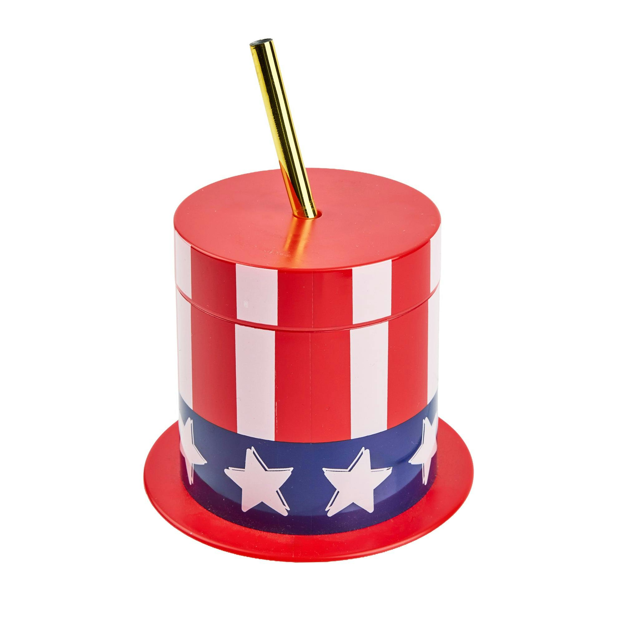 Americana USA Uncle Sam Top Hat Shaped 14 oz Novelty Tumbler