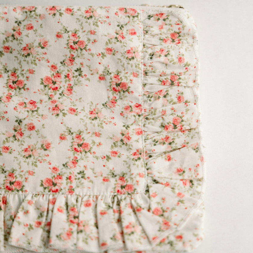 Briar Rose Timeless Floral Ruffle Zipper Pouch