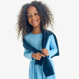 Kids long sleeve rib perfect pocket dress in stripe