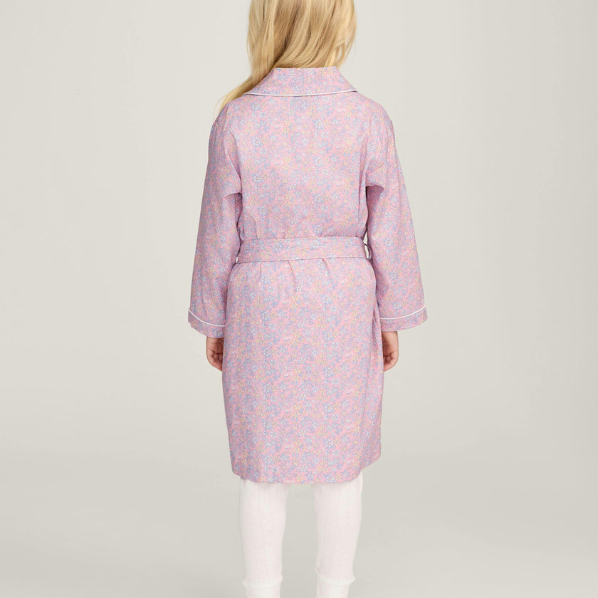 Kid's Twill Robe in Fleur Blush