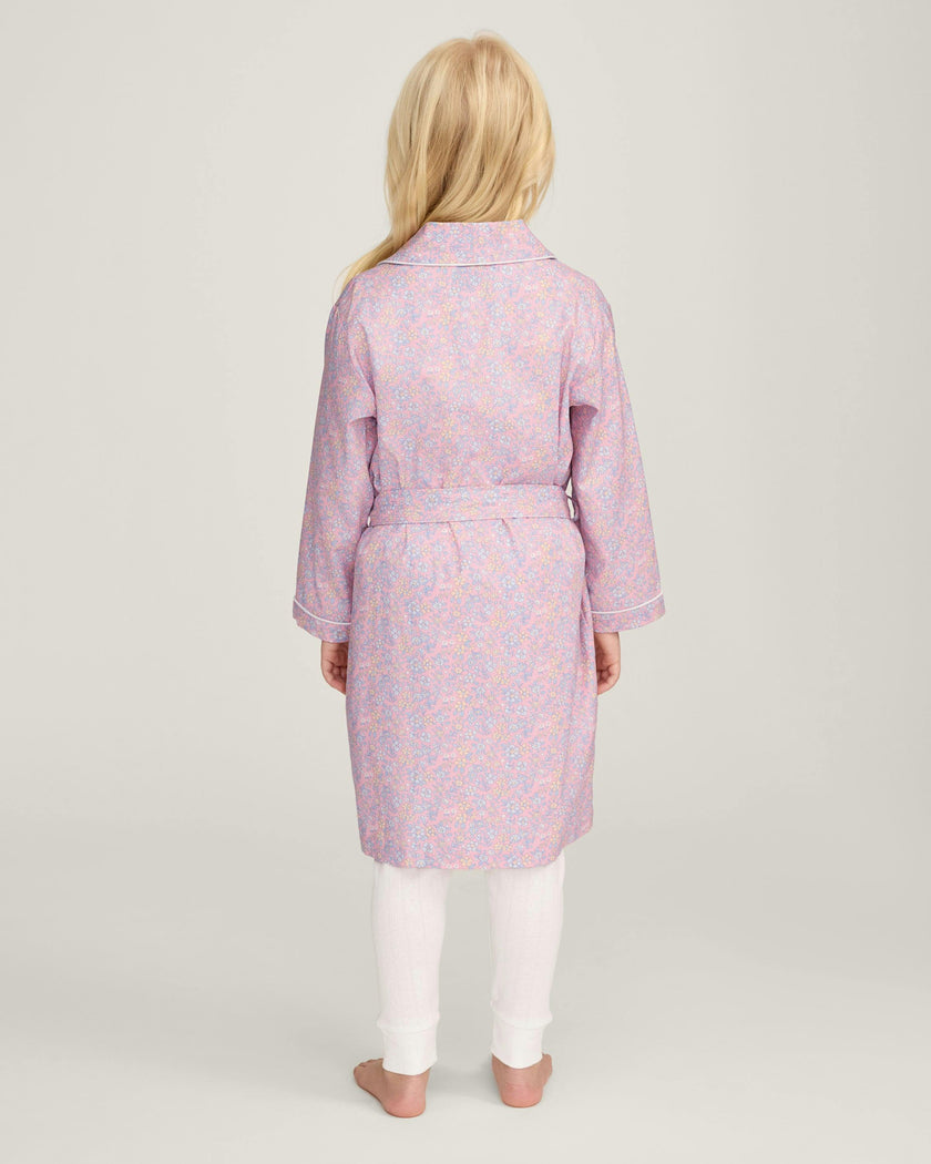 Kid's Twill Robe in Fleur Blush