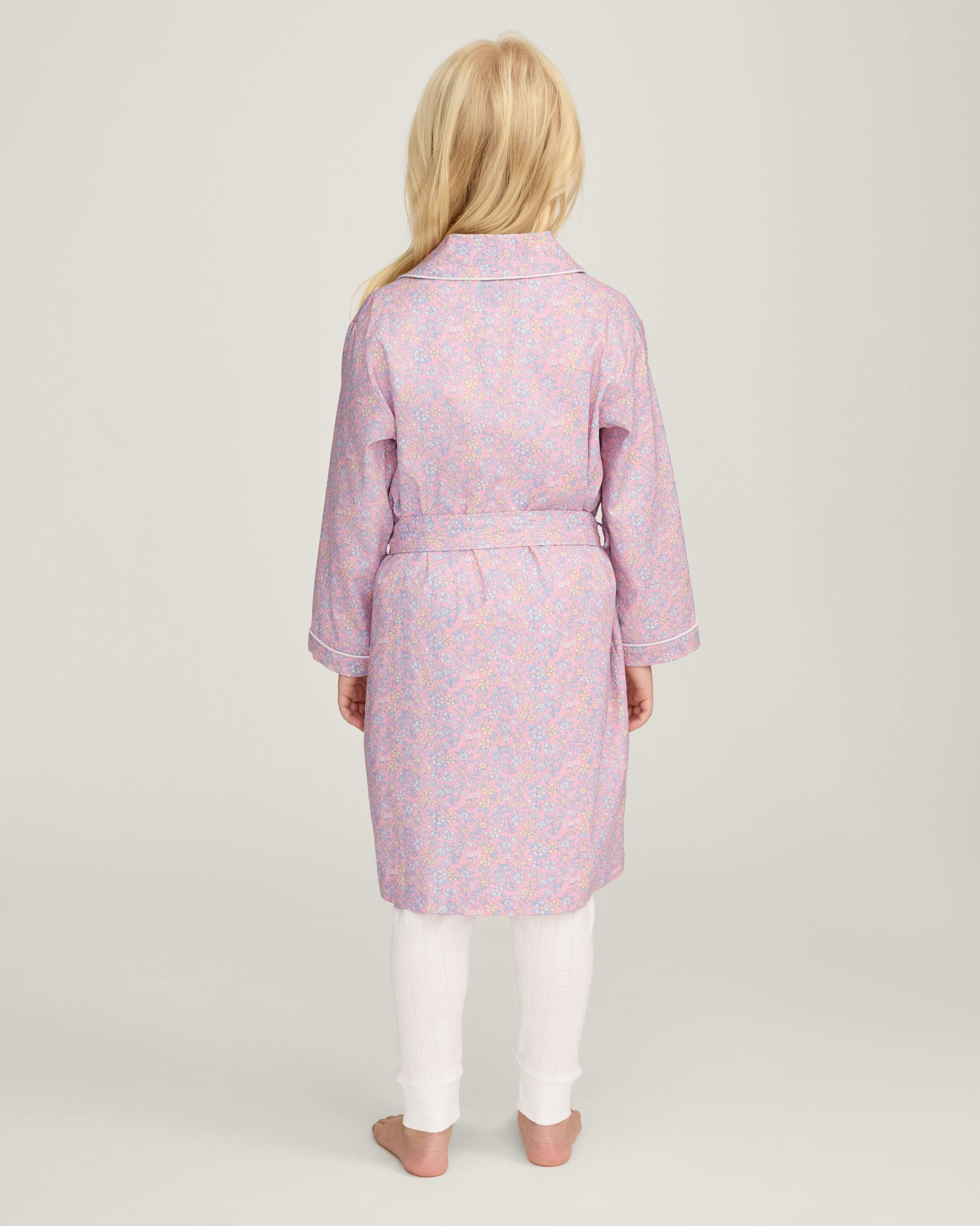 Kid's Twill Robe in Fleur Blush