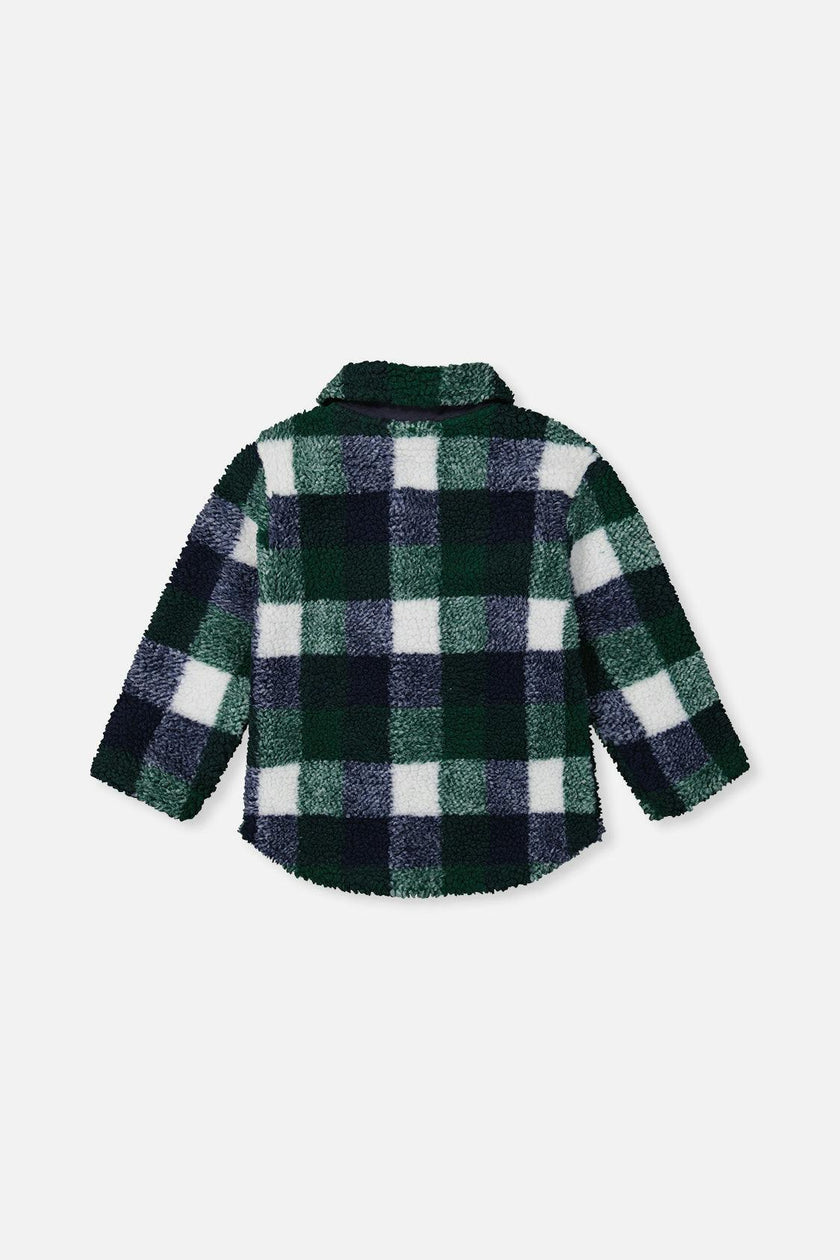 Zipped Overshirt Blue and Green Checks
