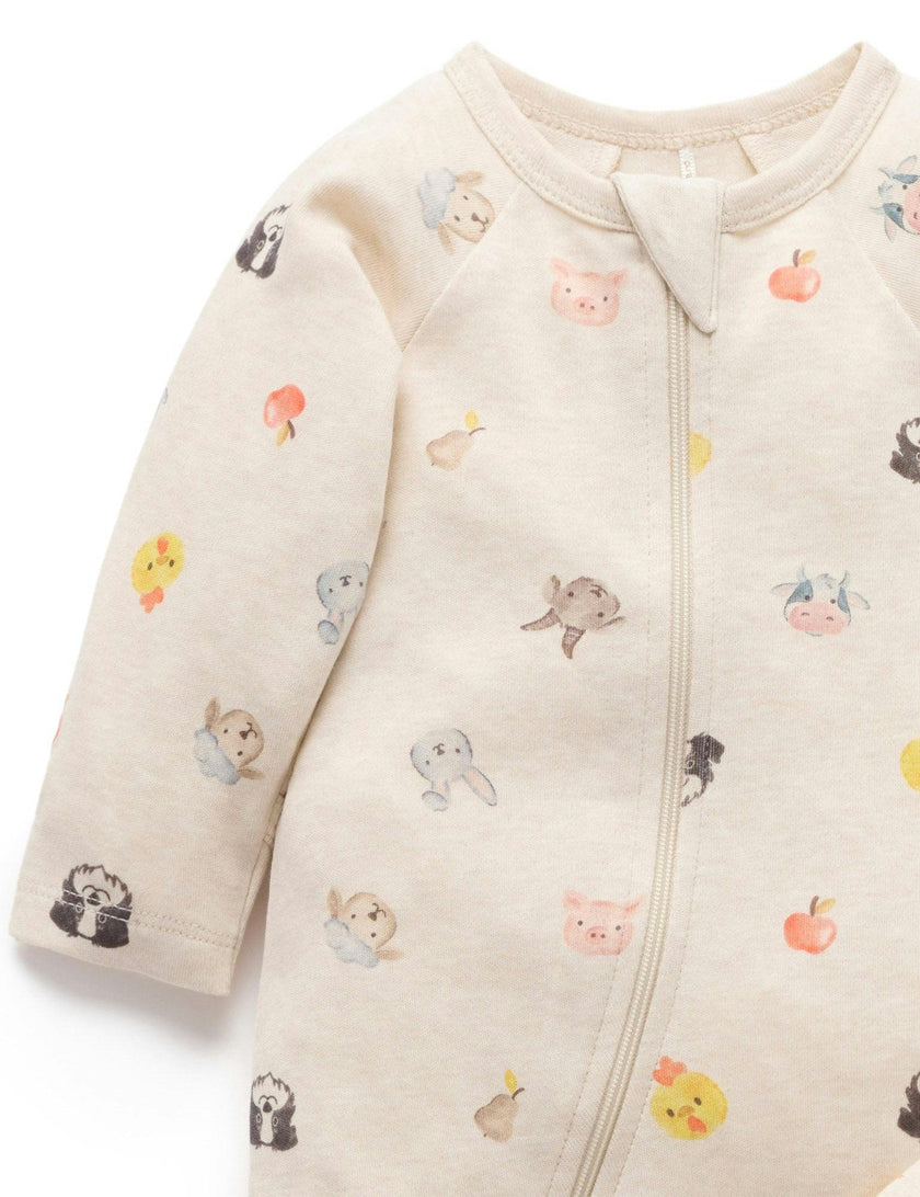 Printed Zip Growsuit Pack Farm Animals Print