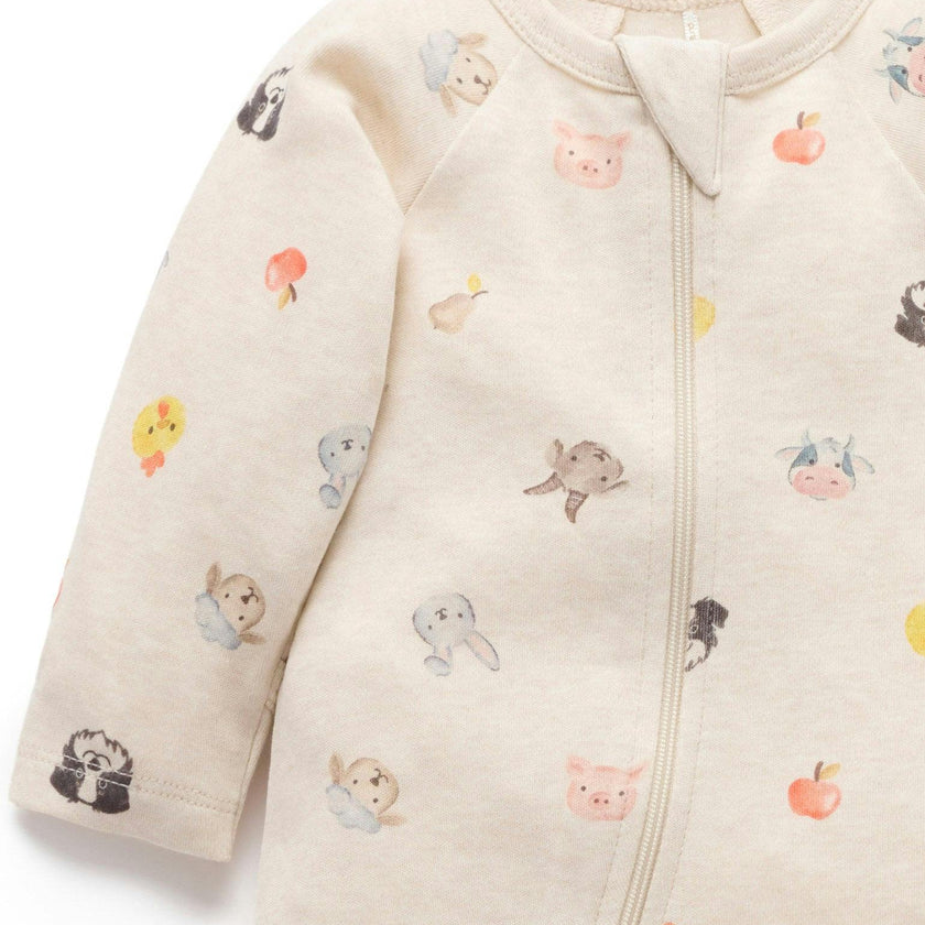 Printed Zip Growsuit Pack Farm Animals Print