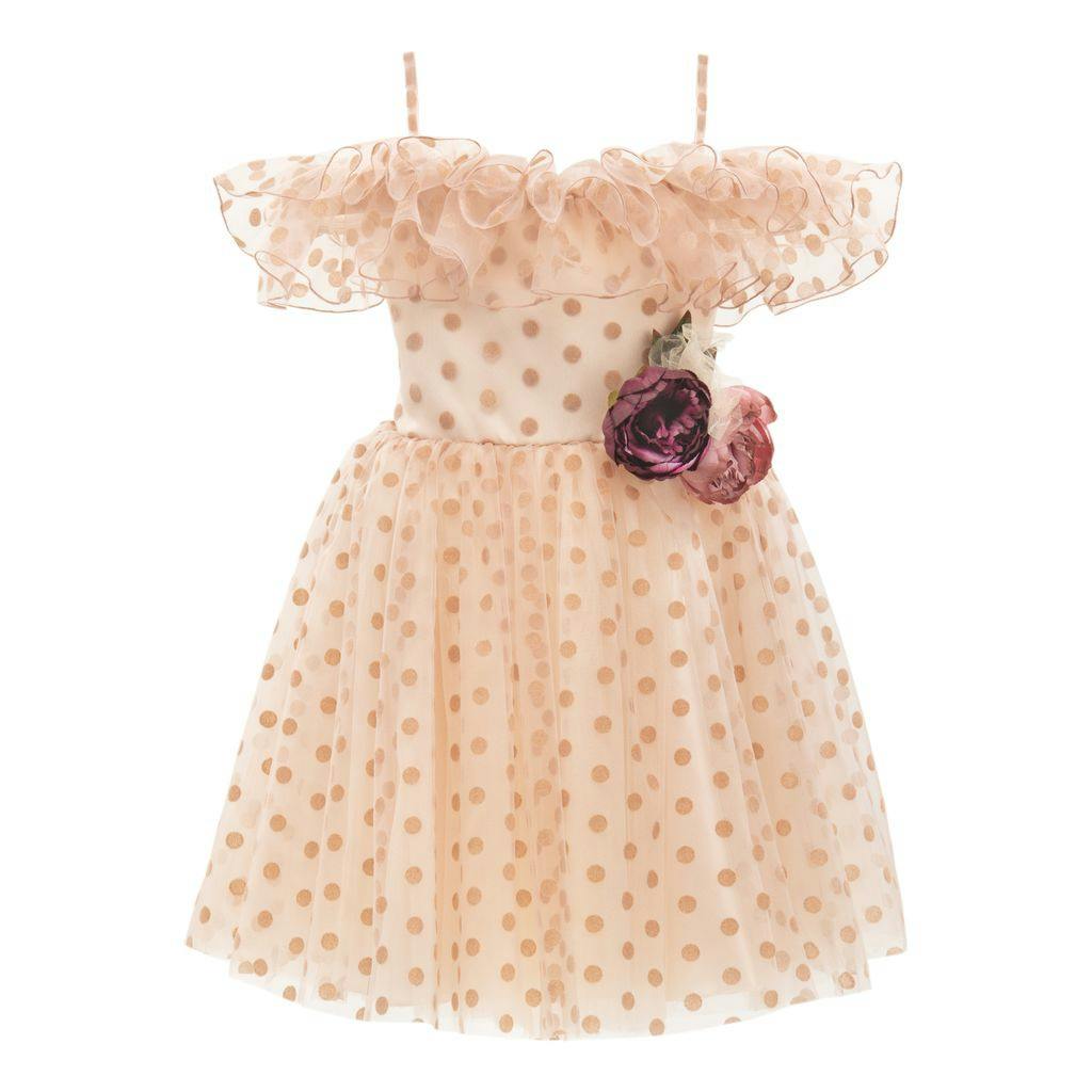 Pink Chiffon Polka Dot Dress