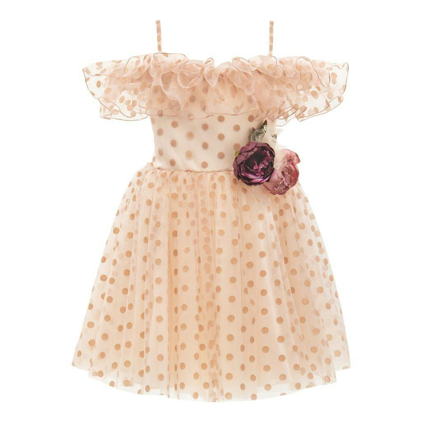 Pink Chiffon Polka Dot Dress