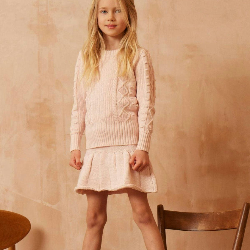 Cable Popcorn Jumper | Blush