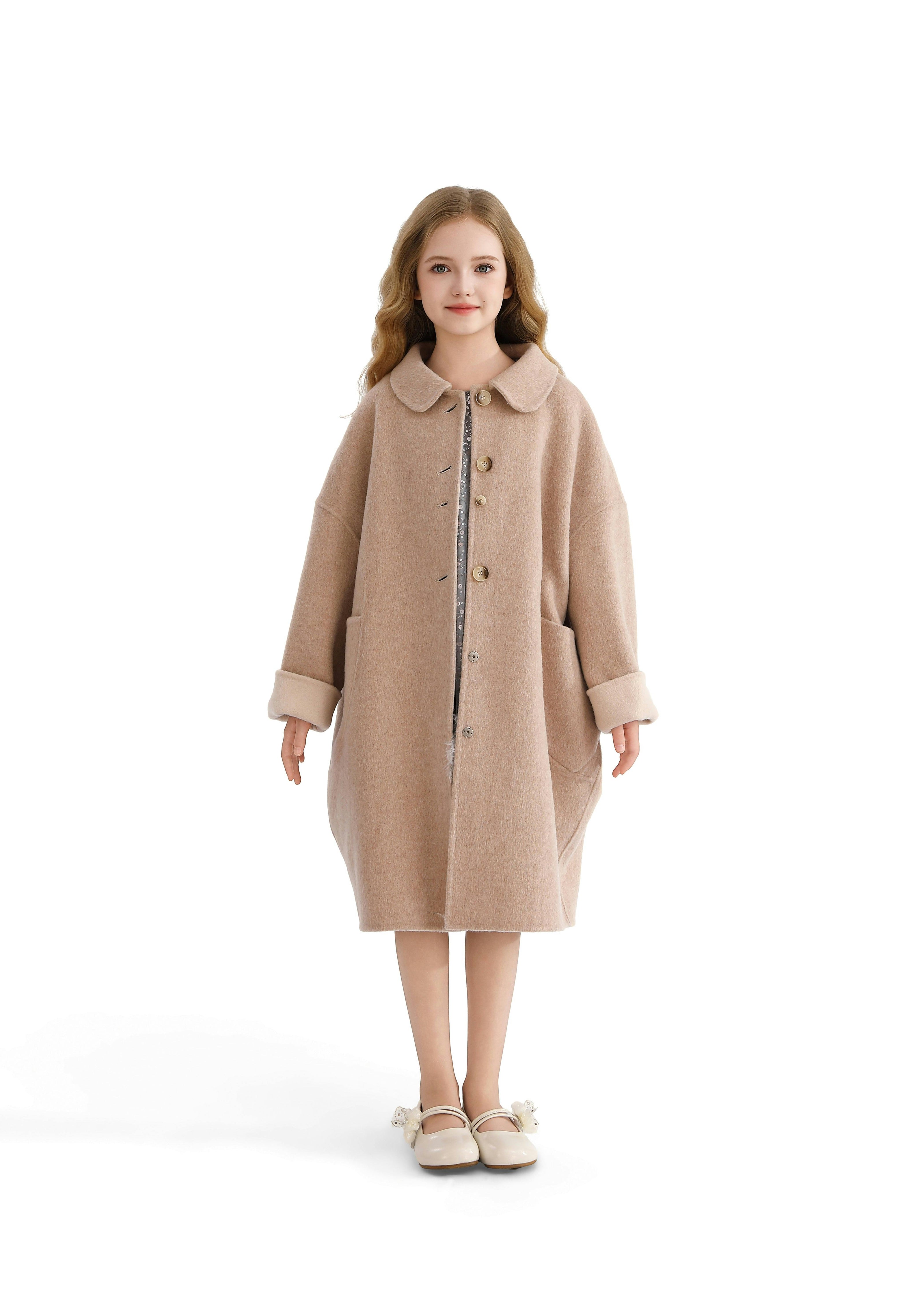 Champagne Wool Coat with Peter Pan Collar