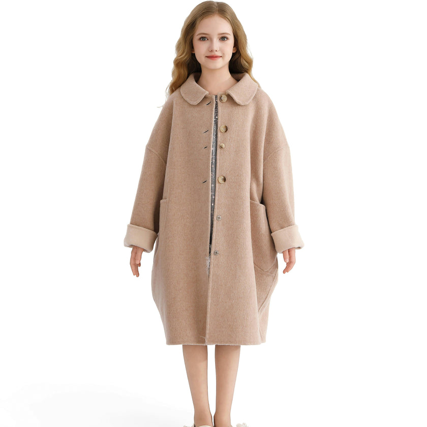 Champagne Wool Coat with Peter Pan Collar