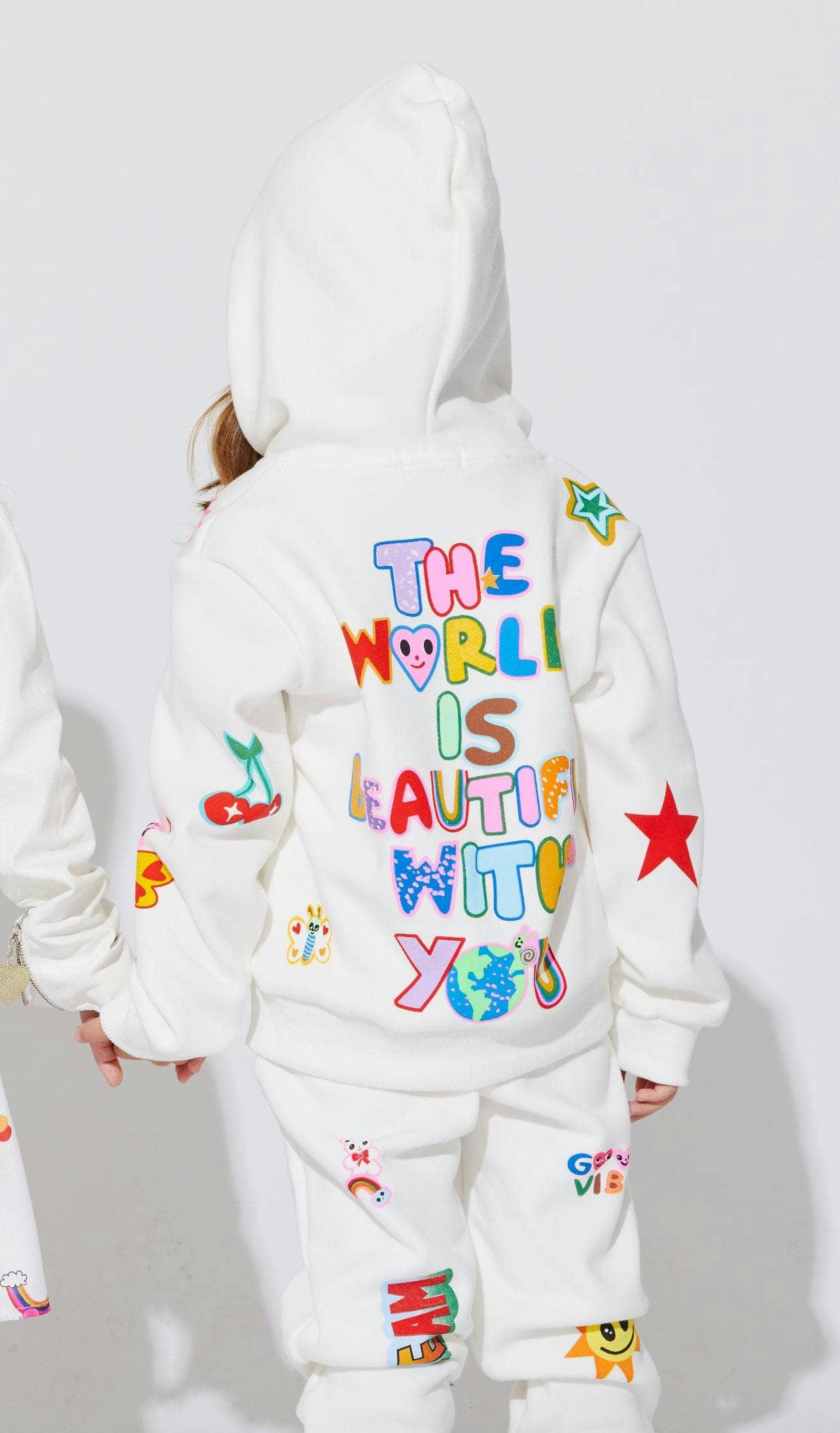 Graffiti Ice Cream Hoodie And Pant Set, White
