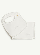 Baby Bib & Burp Cloth Set - Embroidered "Love"