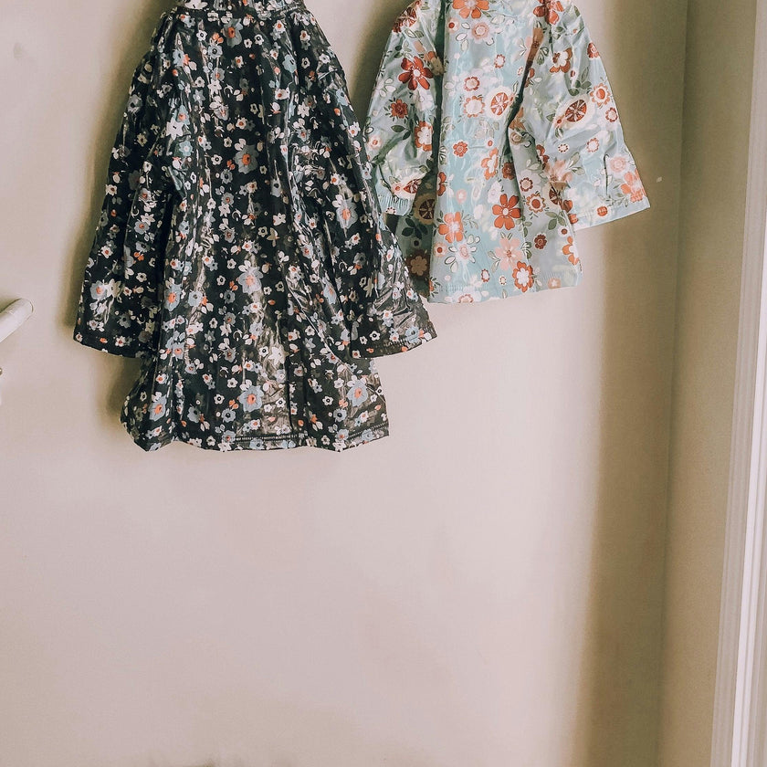 Blue Floral Raincoat