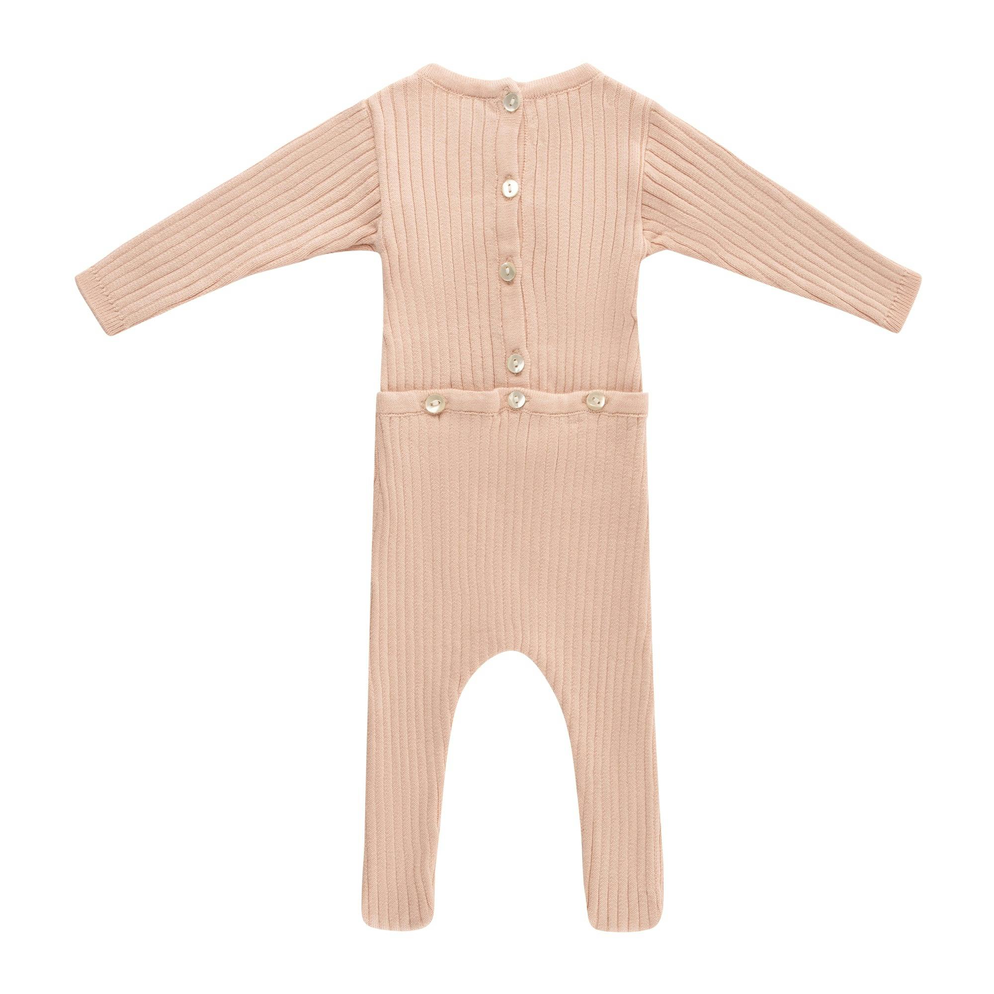 Scallop Trimmed Rib Knit Romper & Bonnet