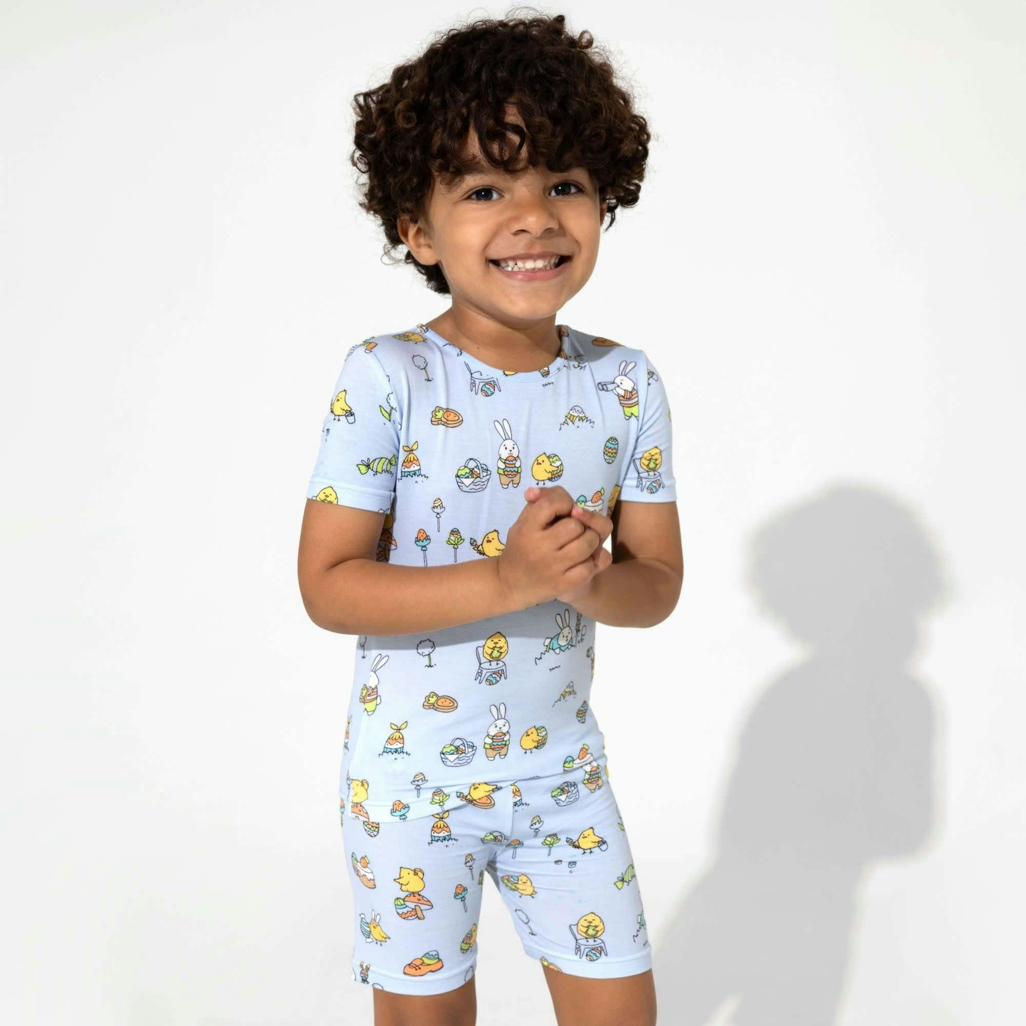 Easter Blue Kids Bamboo Short Set