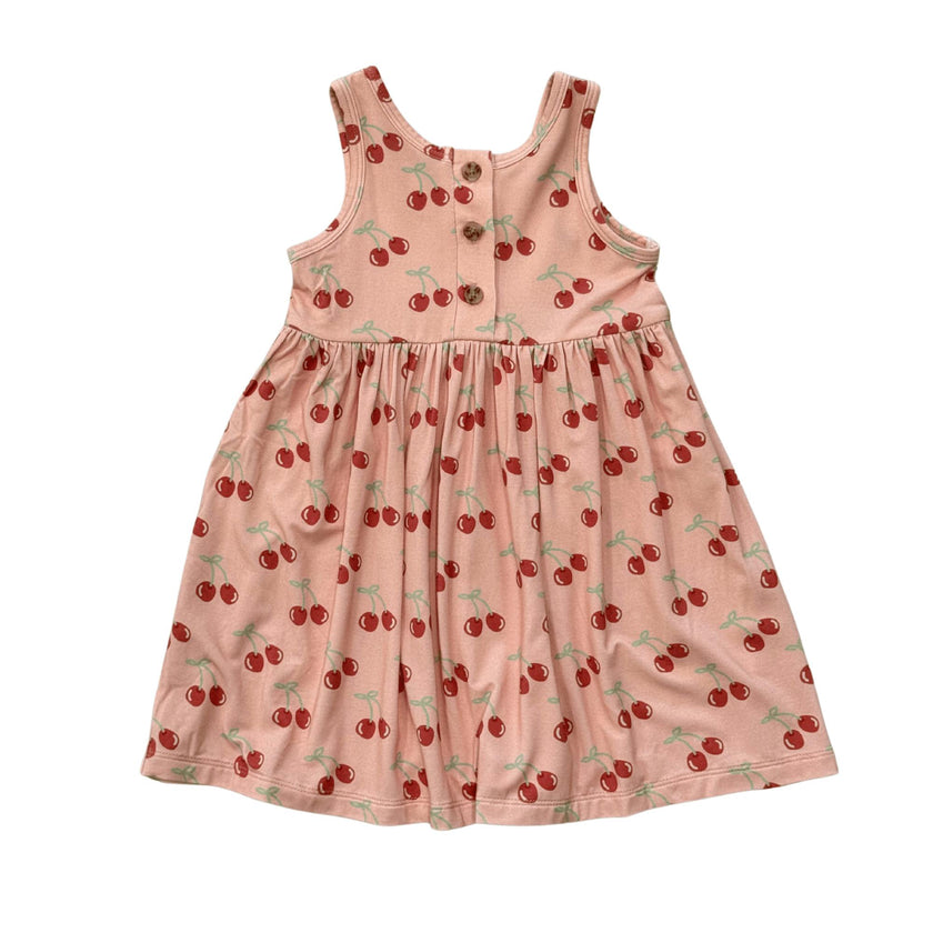Girls Henley Tank Dress in Cherries
