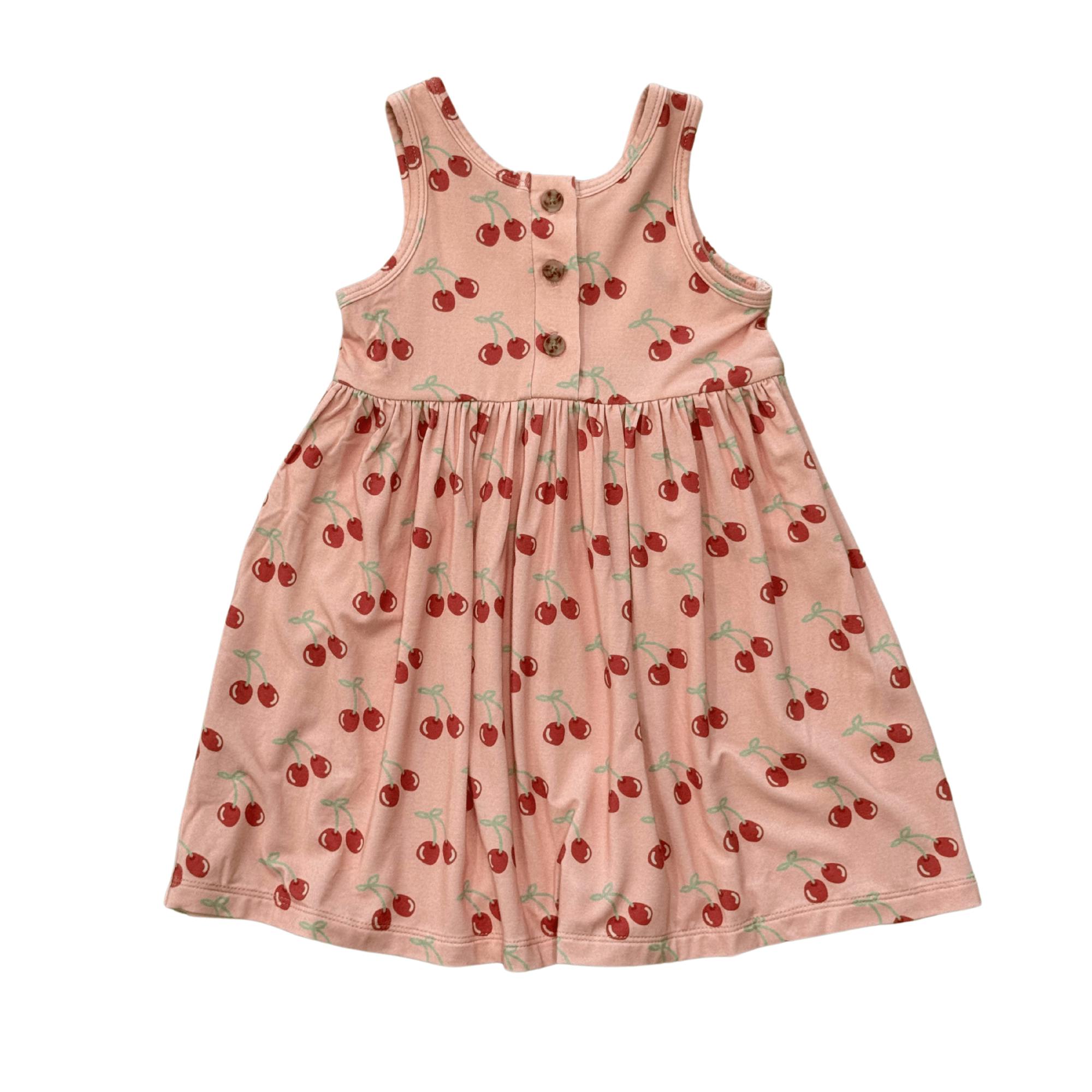 Girls Henley Tank Dress in Cherries