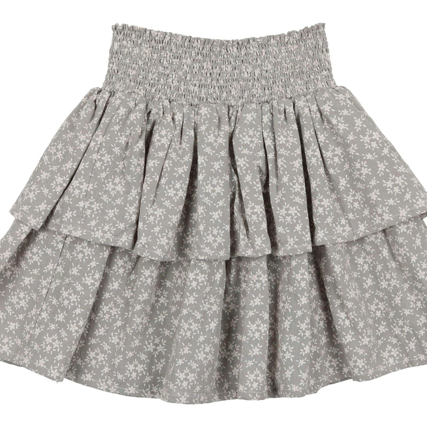 Textured Floral 2-Tired Short Skirt