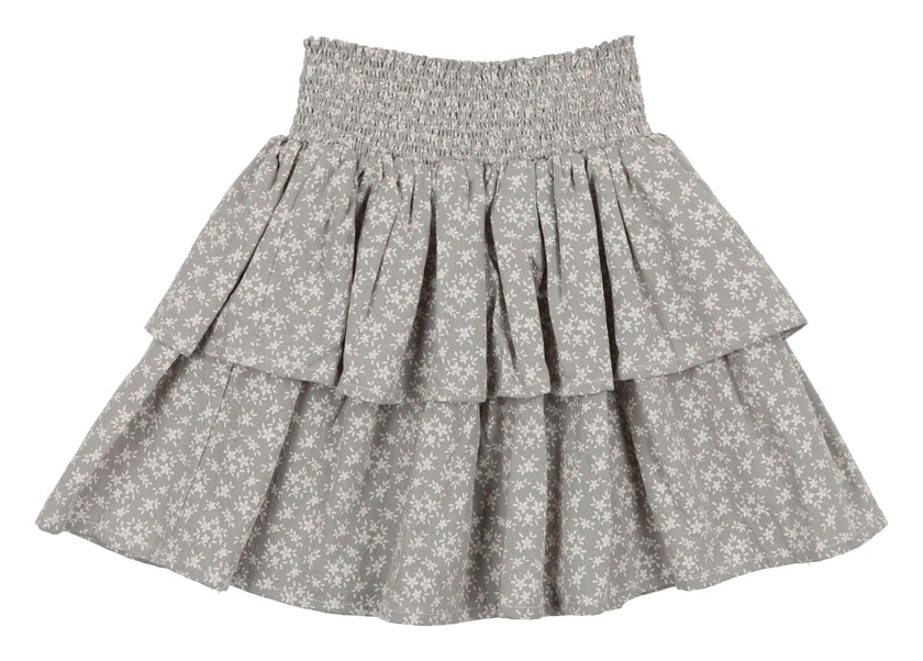 Textured Floral 2-Tired Short Skirt