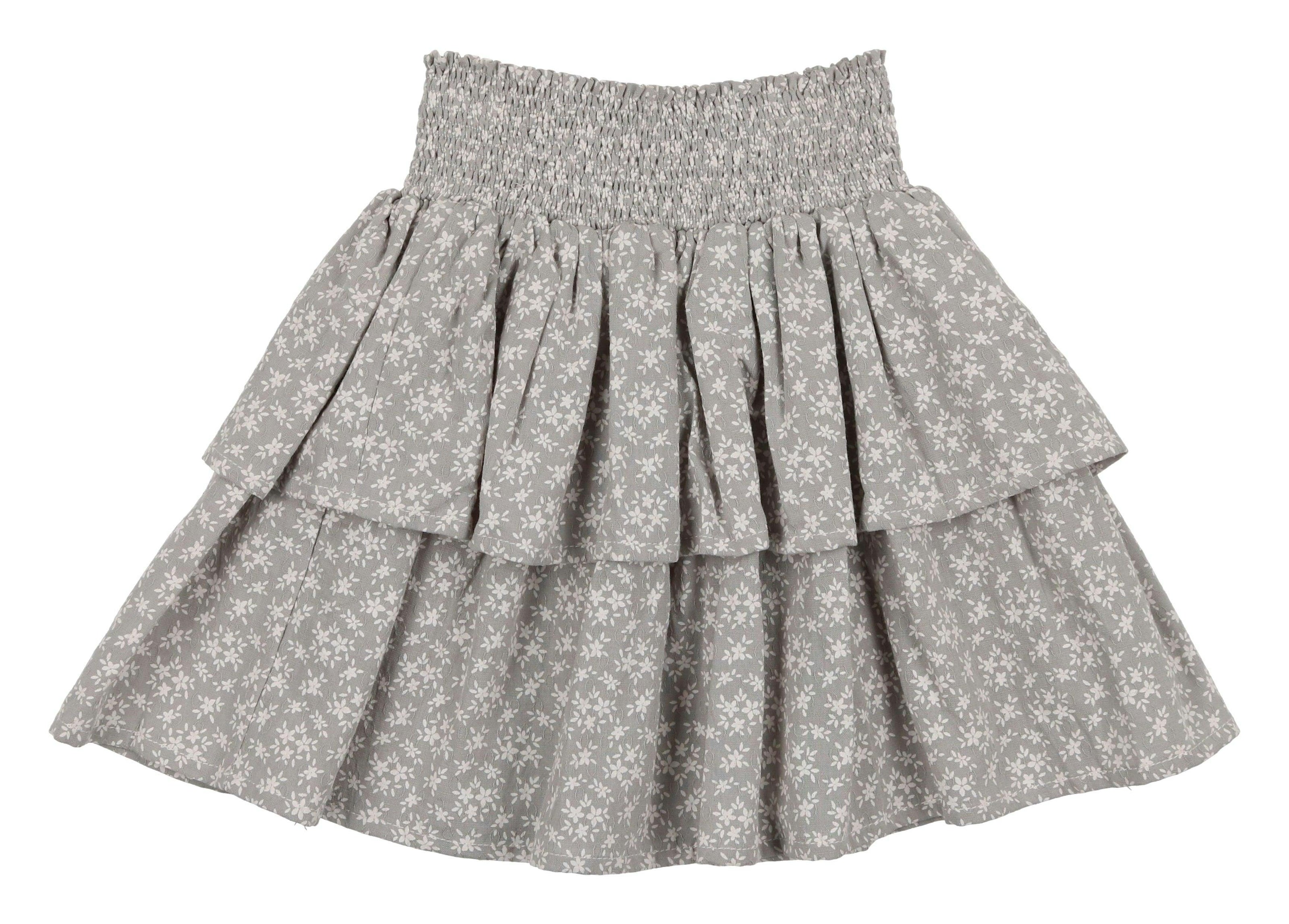 Textured Floral 2-Tired Short Skirt