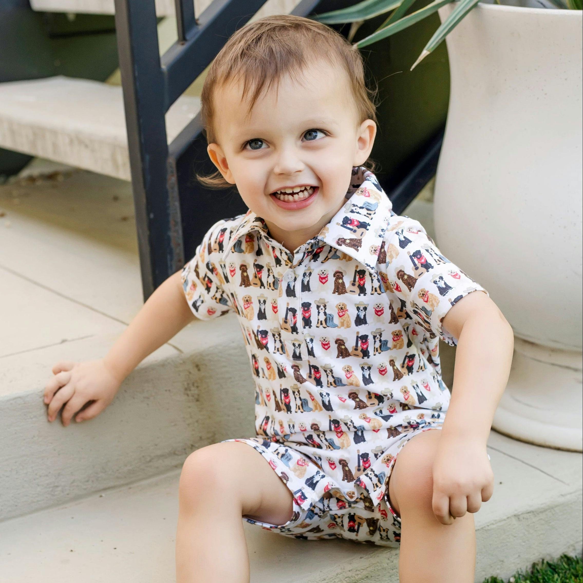 Tripp Boys' Polo Shortall - Western Pups