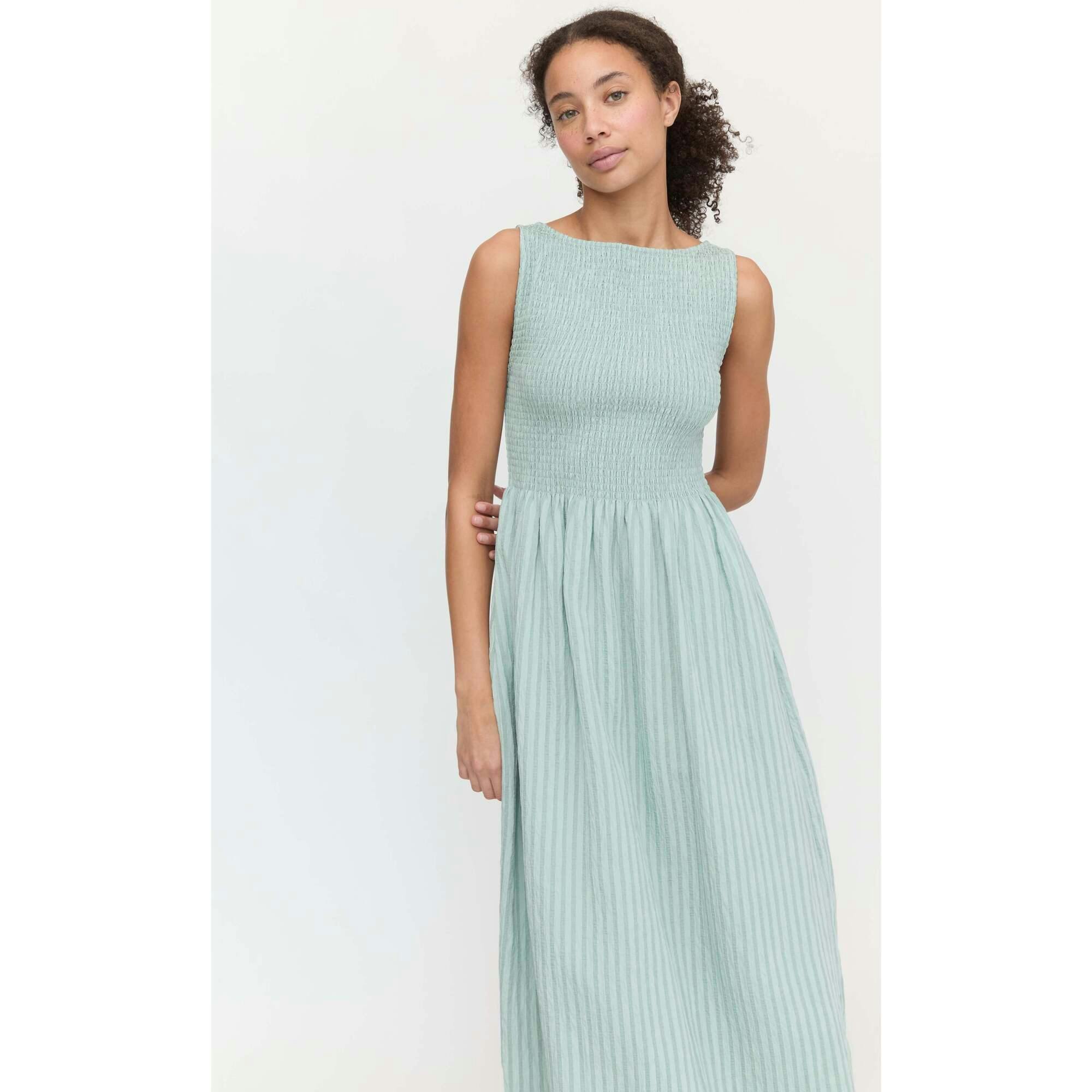 The Cosima Nap Dress - Black Tonal Seersucker