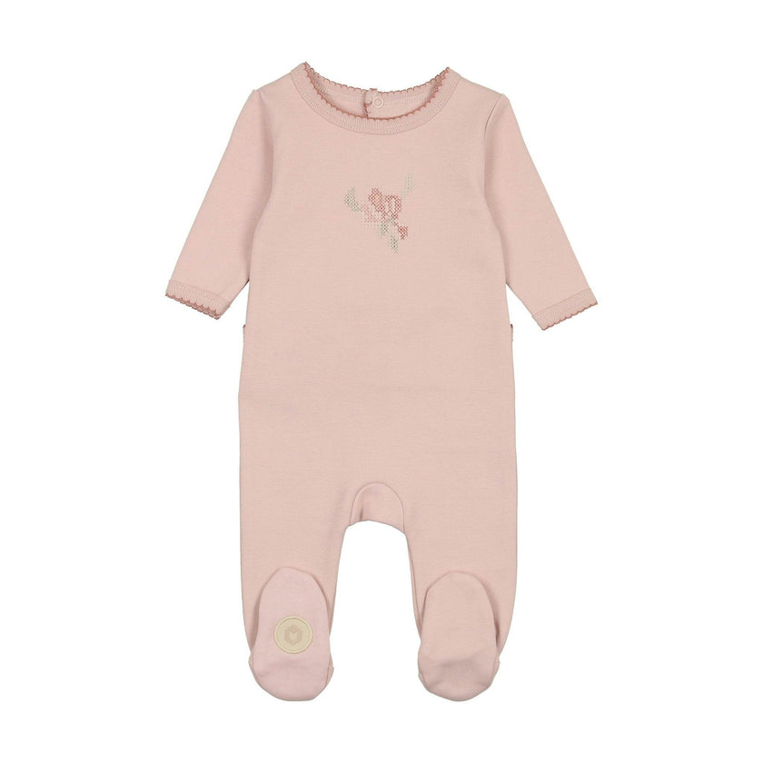 Heirloom Blossom Footie Ivory & Pink
