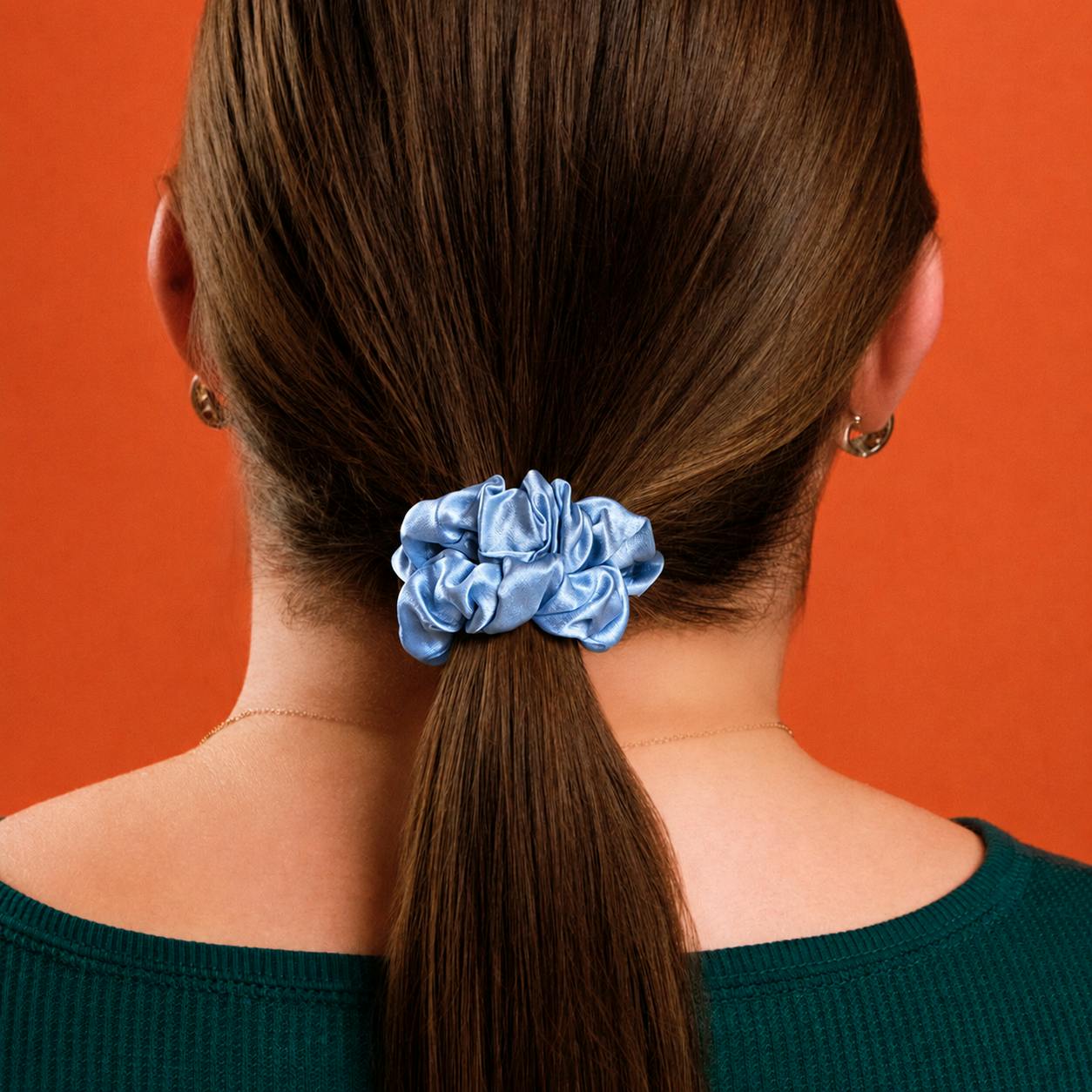 Light Blue Silk Scrunchies