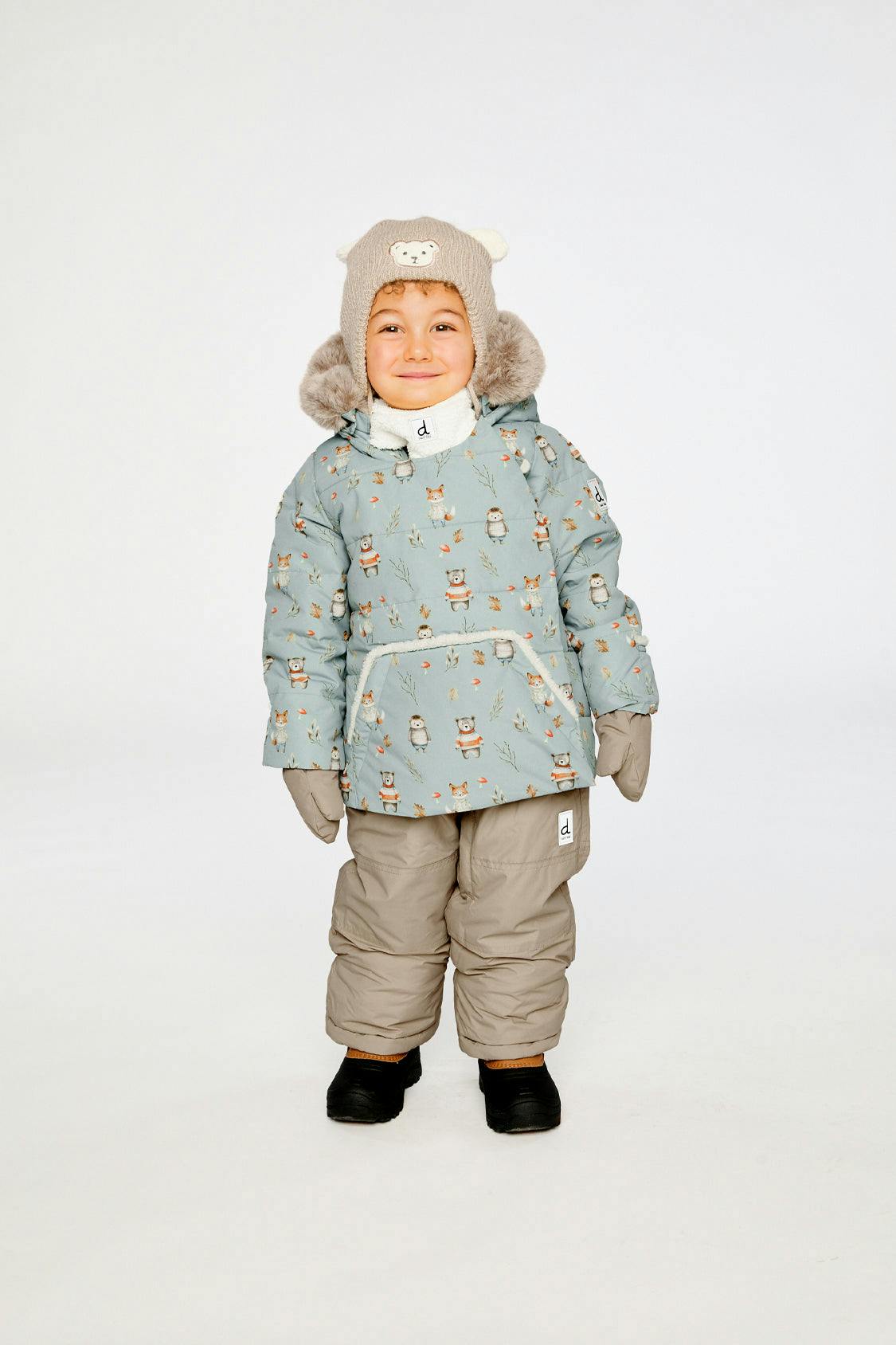 Baby Two Piece Snowsuit Blue Animal Print