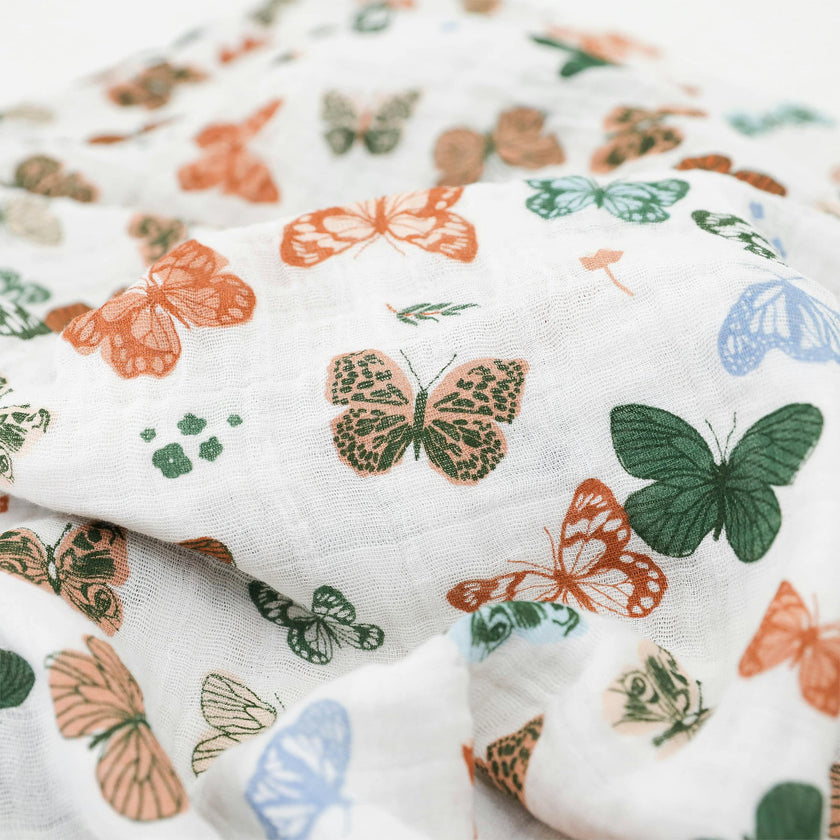 Cotton Muslin Swaddle Blanket 3 Pack - Butterflies