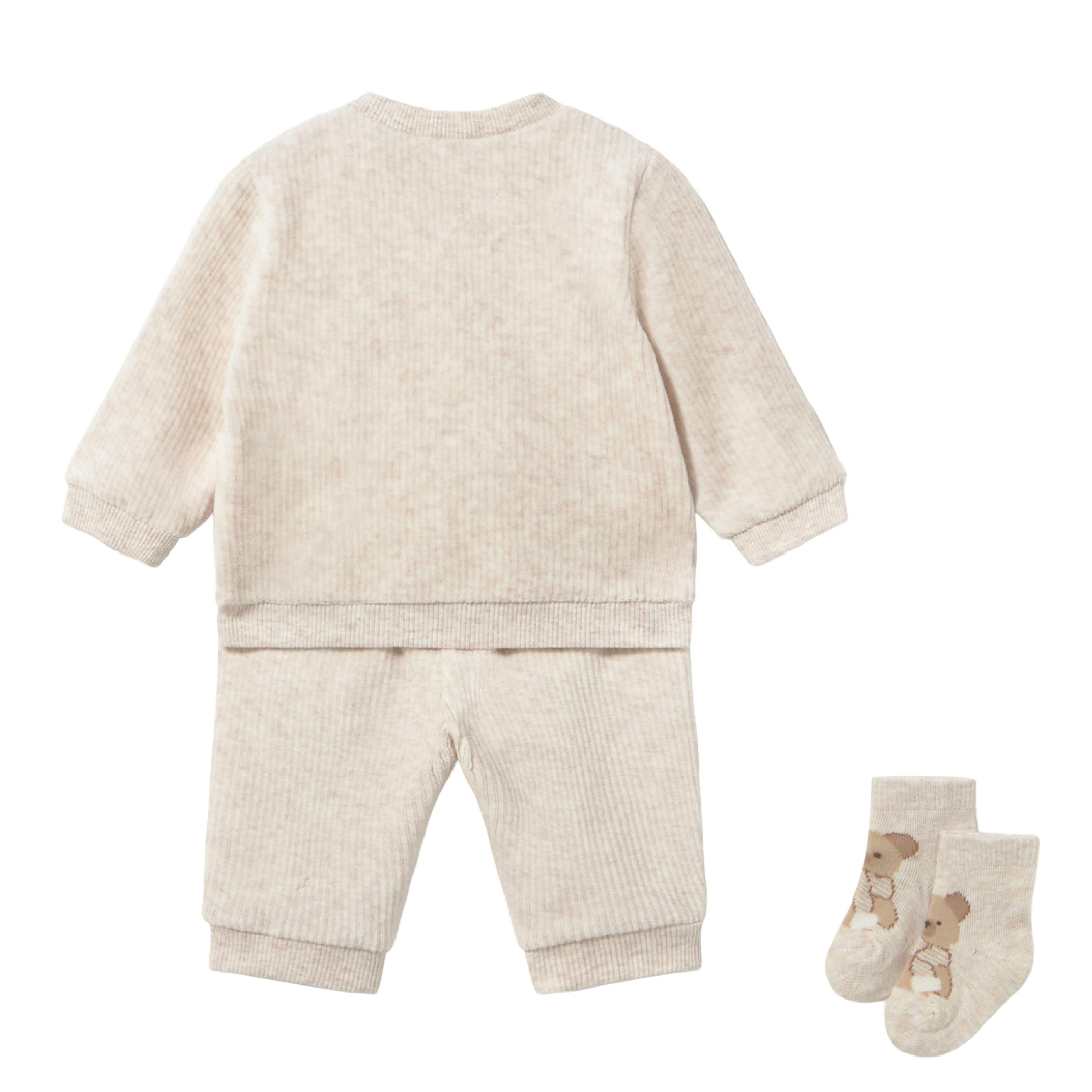 Beige Teddy Bear Tracksuit with Socks