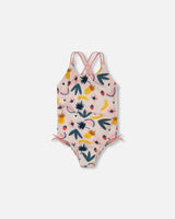 One-Piece Swimsuit Pink Printed Fruits