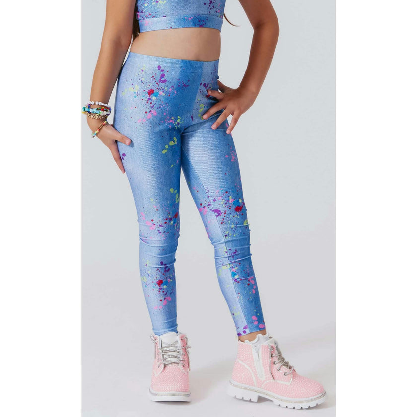 Girls Hi-Shine Mid Rise Slim Band Leggings