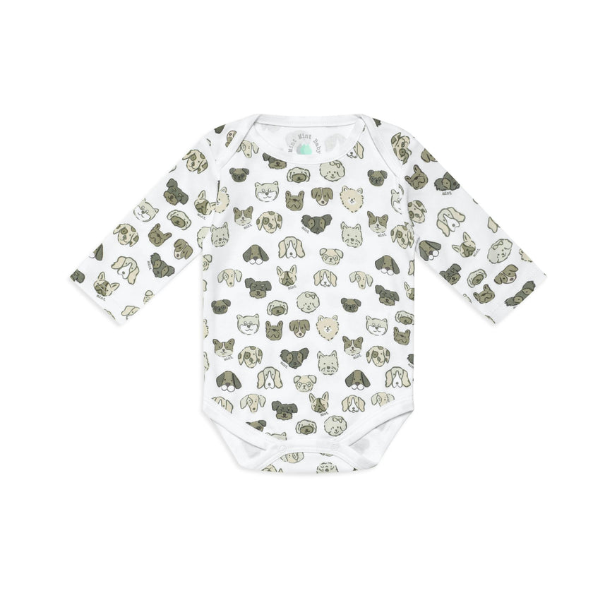Mini Woof Squad Grey Long sleeve Bodysuit