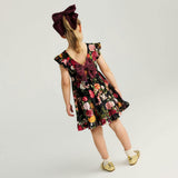 Posh Botanica Velour Bow Back Ruffled Dress