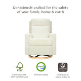 Sigi Pro Power Glider Recliner W/ Power Lumbar In Cream Shearling W/Light Wood Base