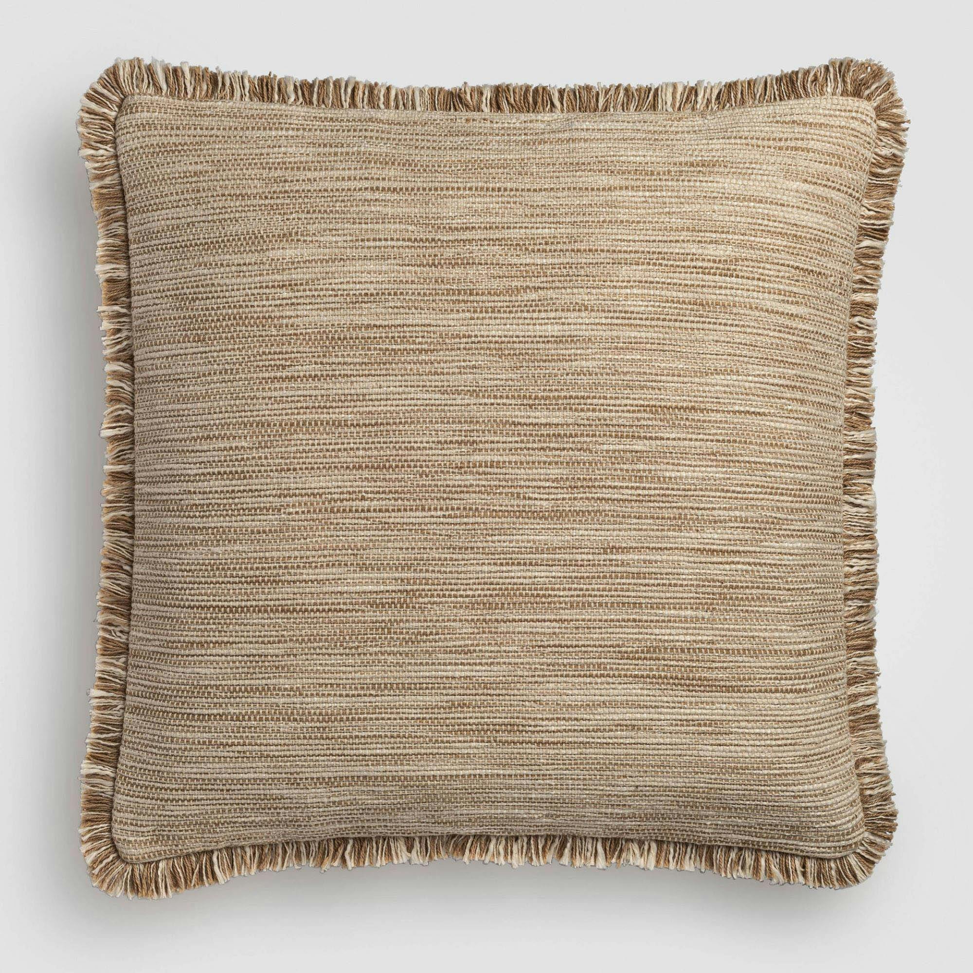 Layered Loom Fringe Rust & Ivory Throw Pillow