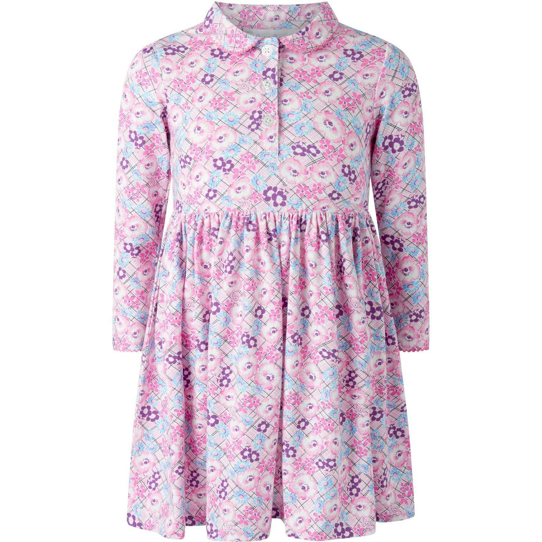 Floral Check Jersey Dress
