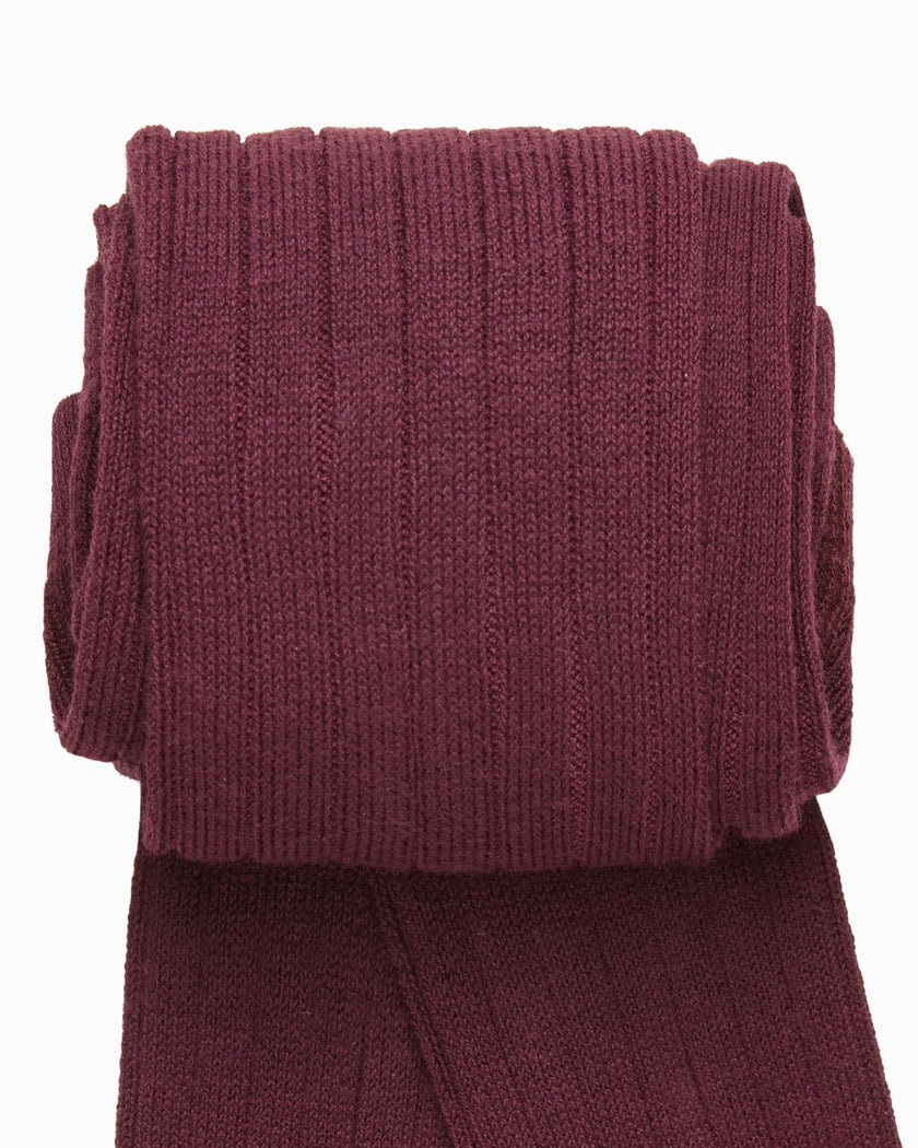 Baby Ribbed Tights in Aubergine