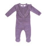 Velour Ruffle Long Sleeve Footie