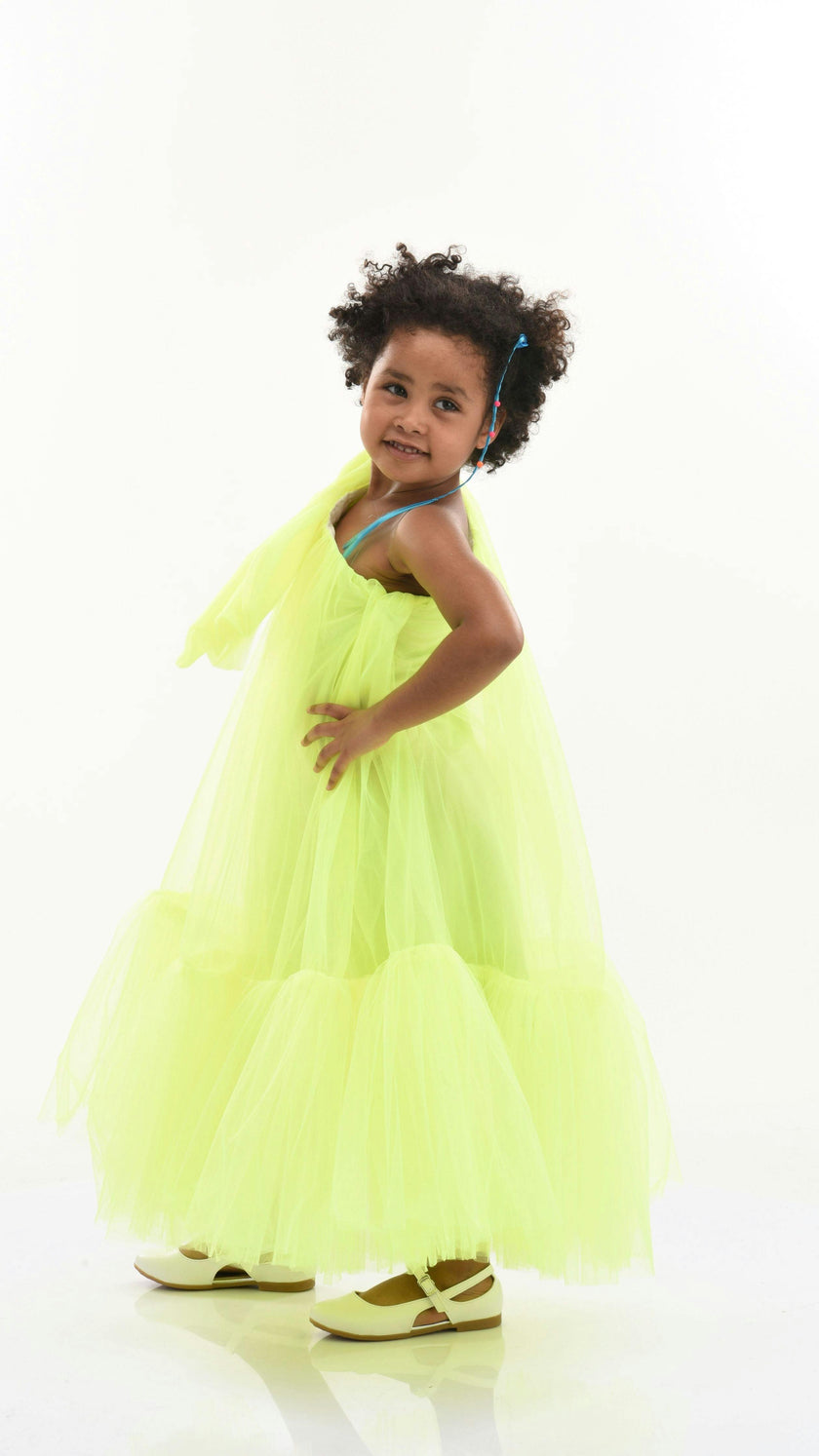 Green Maggi Neon Bow Tulle Dress