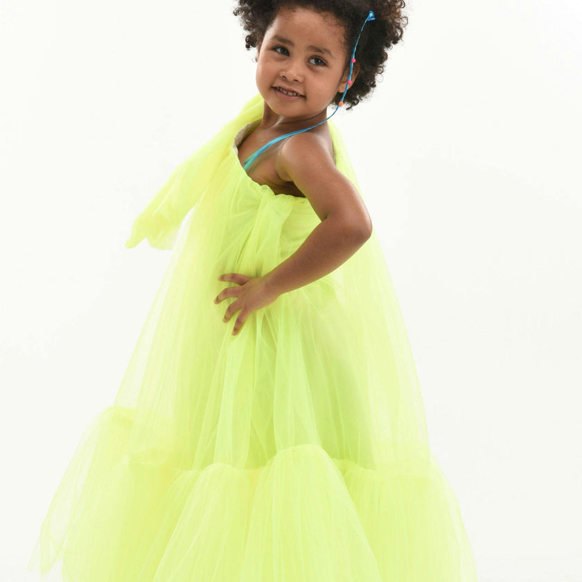 Green Maggi Neon Bow Tulle Dress