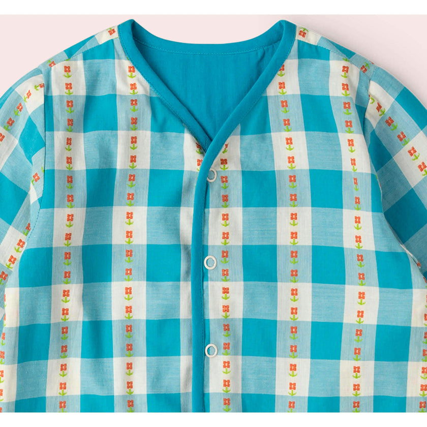 Blue Flowers Reversible Spring Jacket, Blue