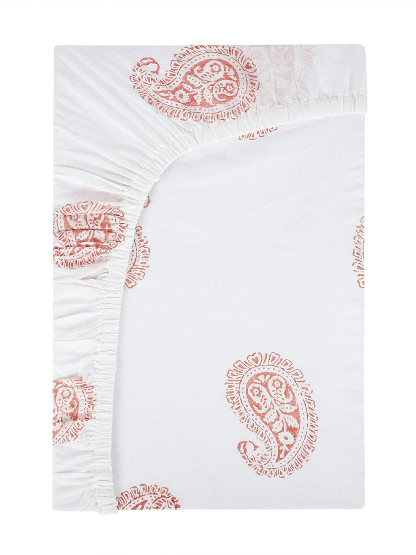 Block-Printed Cotton Fitted Crib Sheet