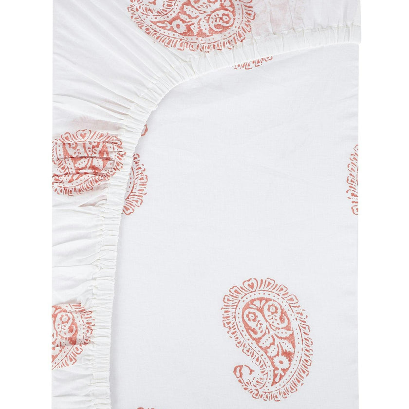 Block-Printed Cotton Fitted Crib Sheet