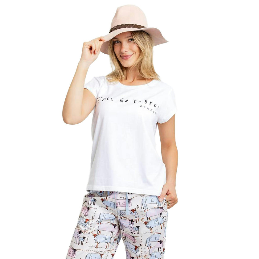 Women's Drawbertson Y'All Go To Bed T-Shirt - Organic Stretch Jersey Knit Cotton
