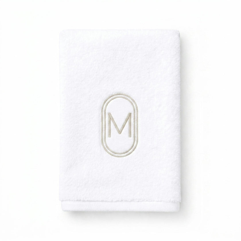DH Oval Monogram Embroidered Fingertip Towel